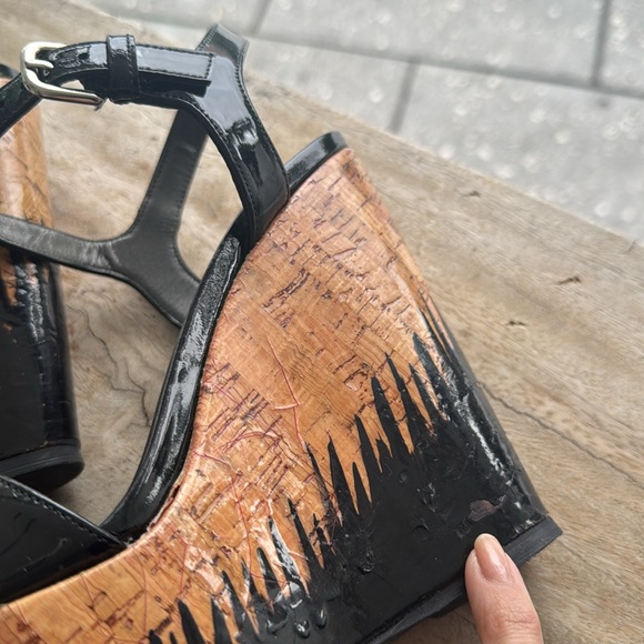 Stuart Weitzman Flame heel design black wedges - Picture 11 of 13